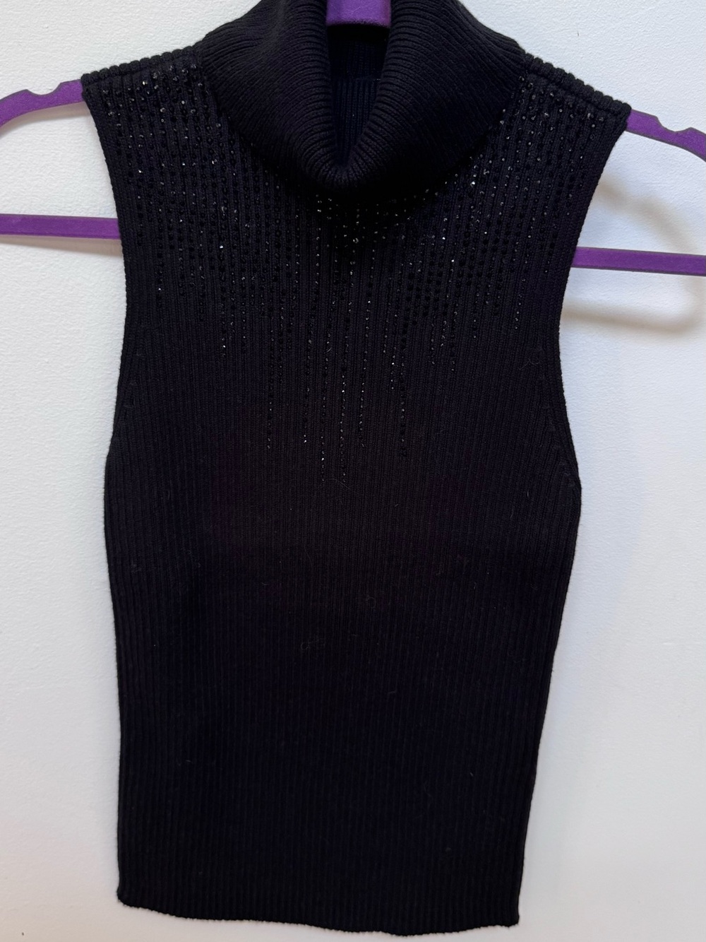 White House Black Market Black Ribbed Sleeveless Turtleneck Tank